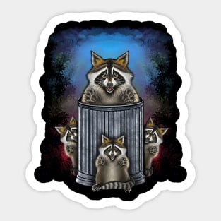 Trick or trash cute raccoon family Sticker